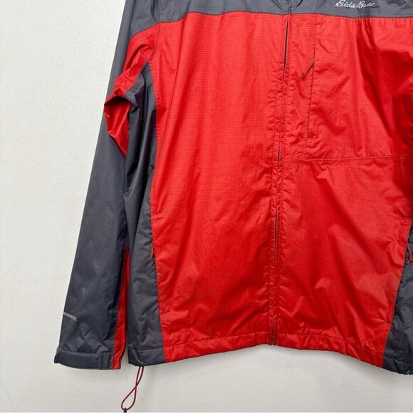 Eddie Bauer Mens Large Two Tone Grey Orange Windbreaker Jacket - Picture 7 of 14